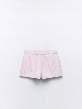 Zara Pink Striped High-Waist Women's Shorts